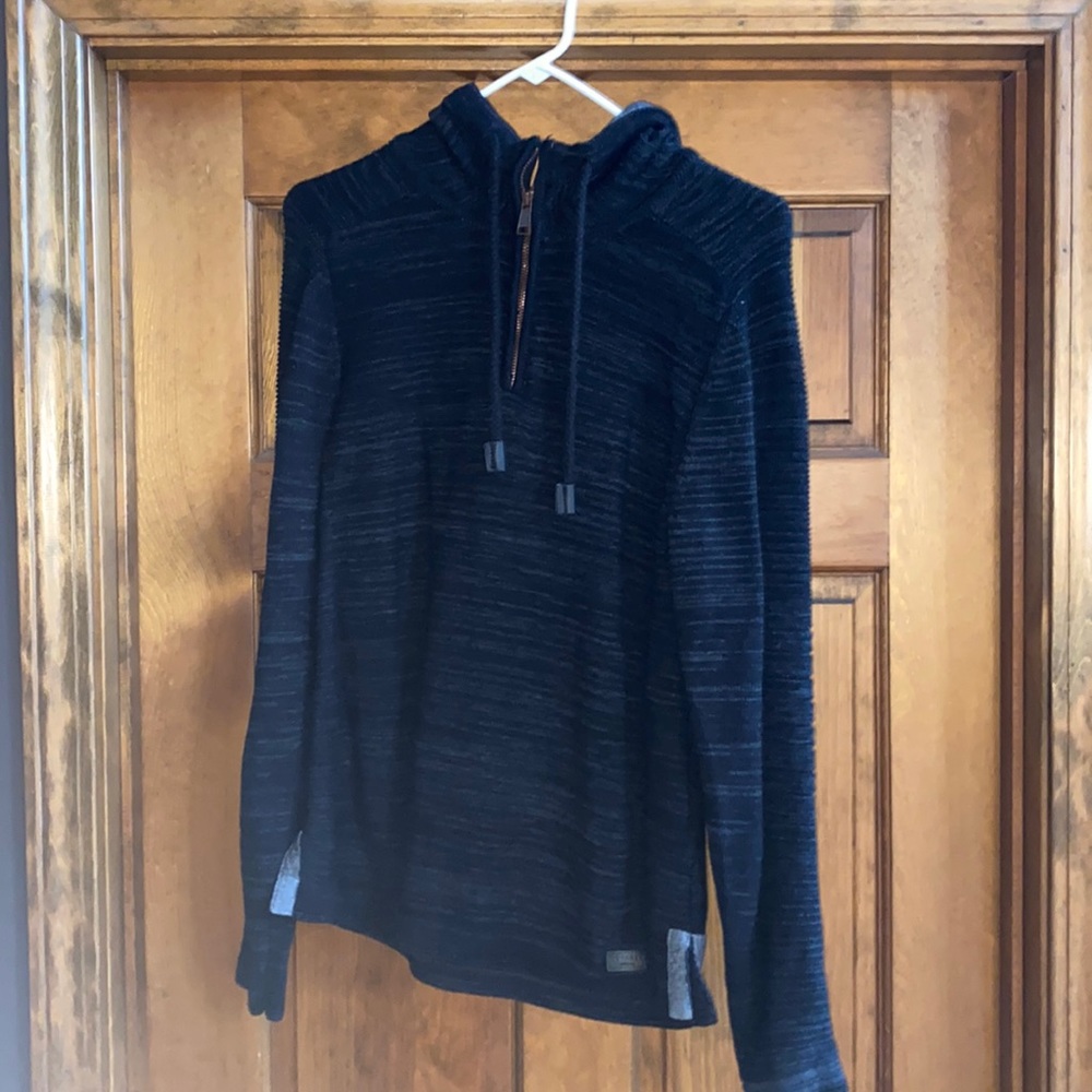 Buckle black fitted zip up sweater